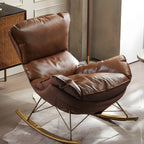 Fauteuil à bascule moderne marron rembourré avec repose-pieds pour intérieur