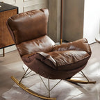 Fauteuil à bascule moderne marron rembourré avec repose-pieds pour intérieur