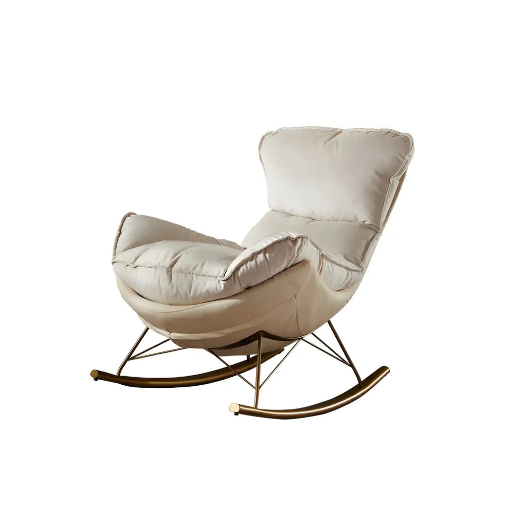 Fauteuil à bascule moderne marron rembourré avec repose-pieds pour intérieur