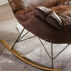 Fauteuil à bascule moderne marron rembourré avec repose-pieds pour intérieur