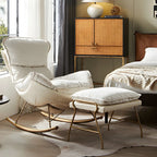 Fauteuil à bascule moderne marron rembourré avec repose-pieds pour intérieur