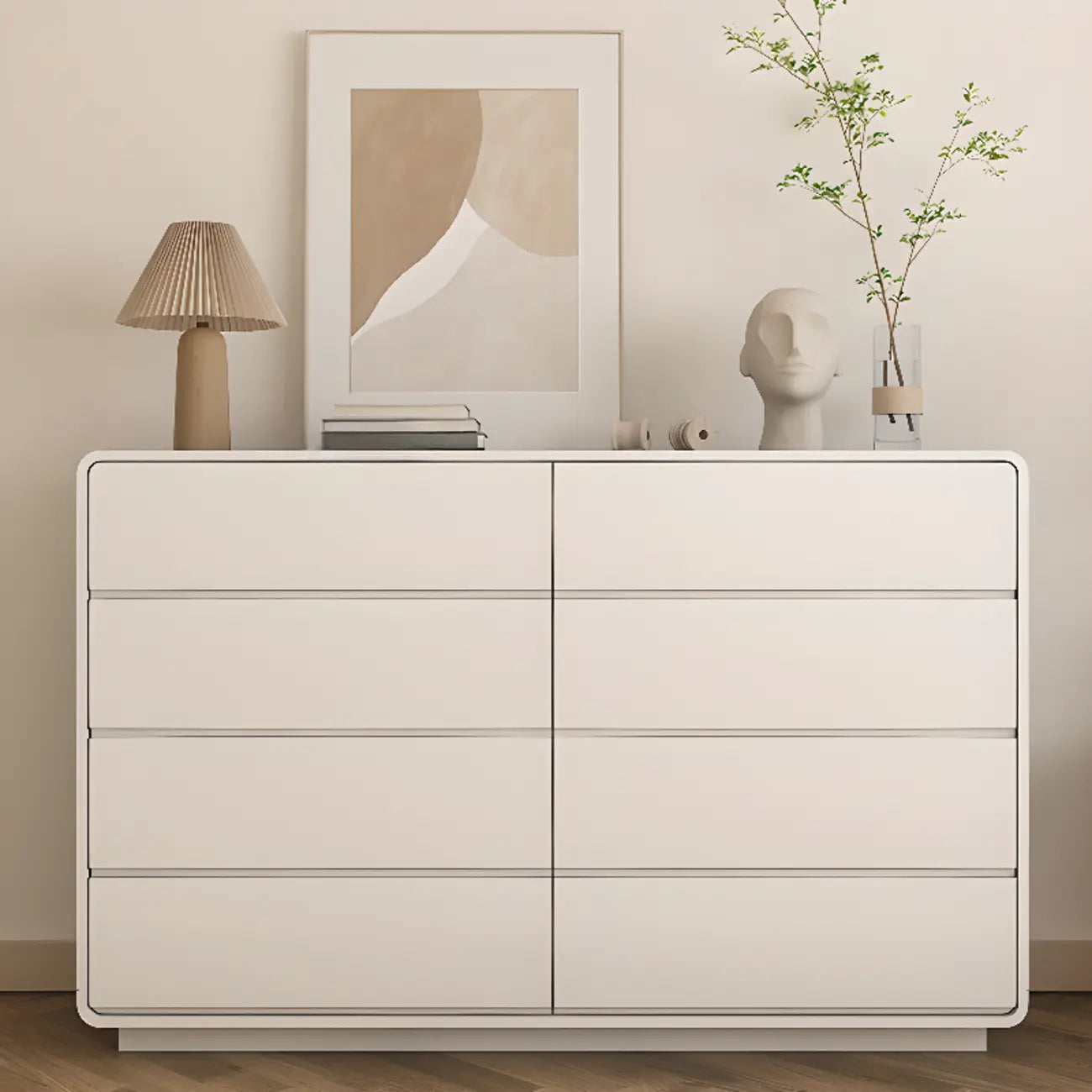 Commode double élégante en pin avec grand espace de rangement pour chambre à coucher