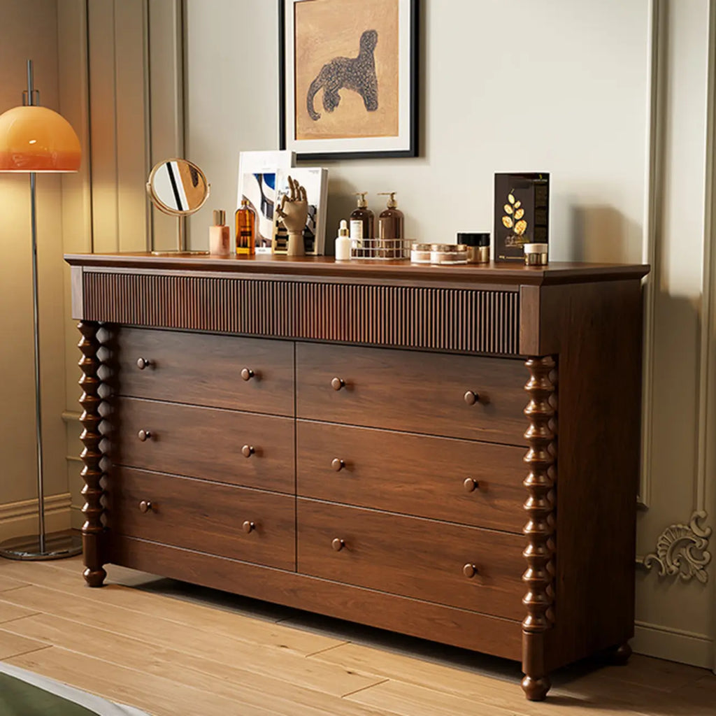 Élégante commode double en bois à 5 tiroirs pour chambre à coucher