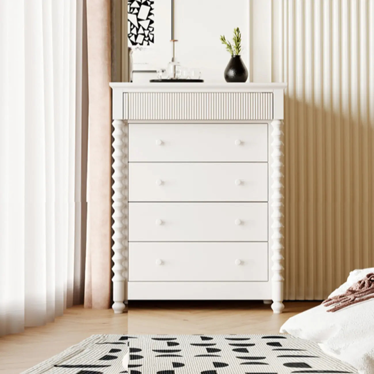 Élégante commode double en bois à 5 tiroirs pour chambre à coucher