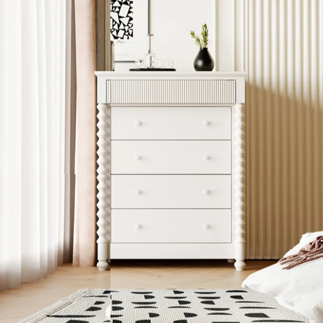 Élégante commode double en bois à 5 tiroirs pour chambre à coucher