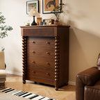 Élégante commode double en bois à 5 tiroirs pour chambre à coucher