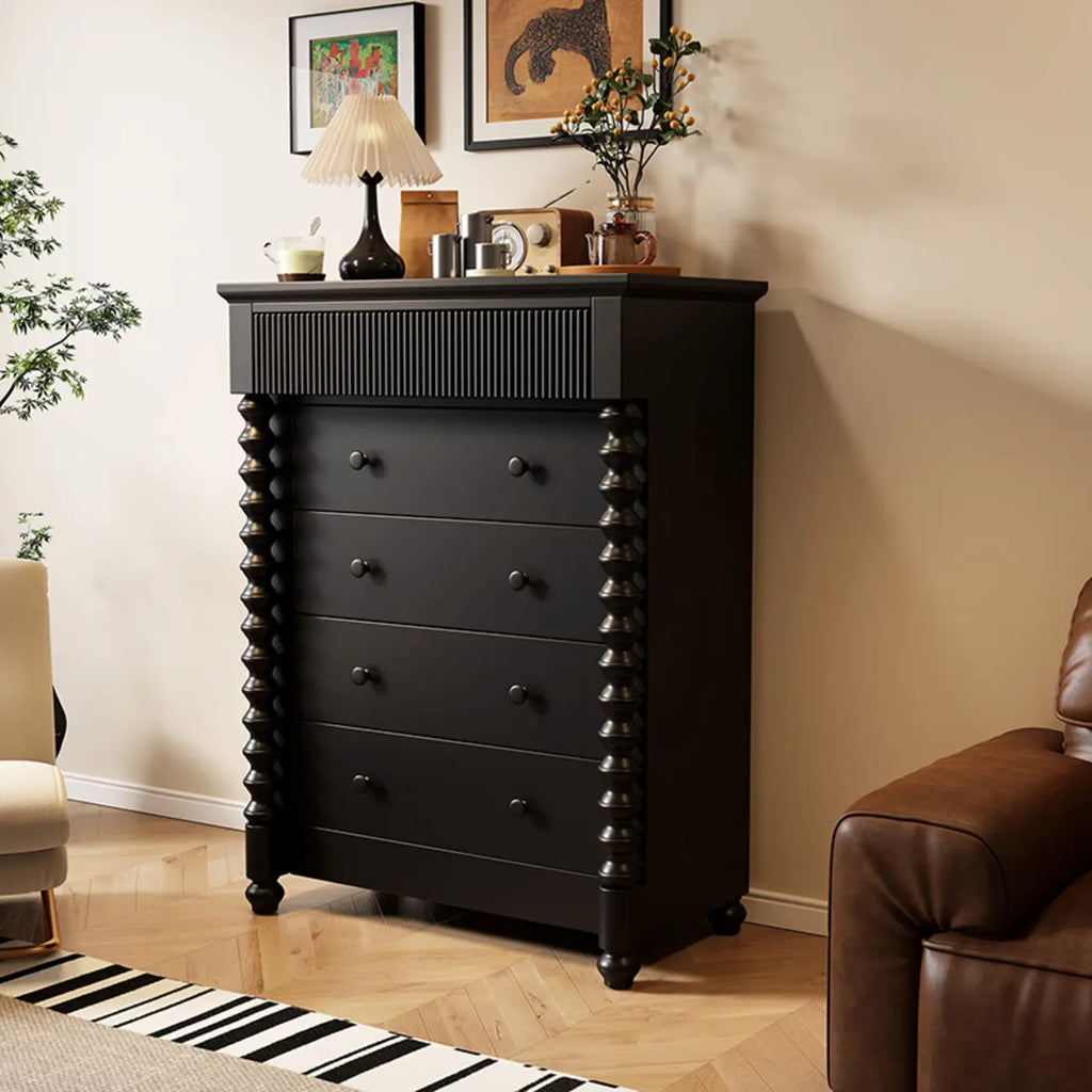 Élégante commode double en bois à 5 tiroirs pour chambre à coucher