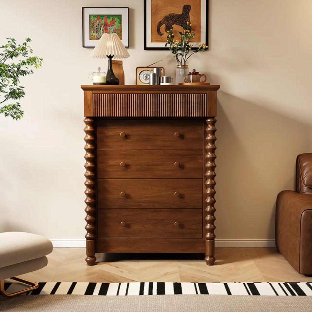 Élégante commode double en bois à 5 tiroirs pour chambre à coucher