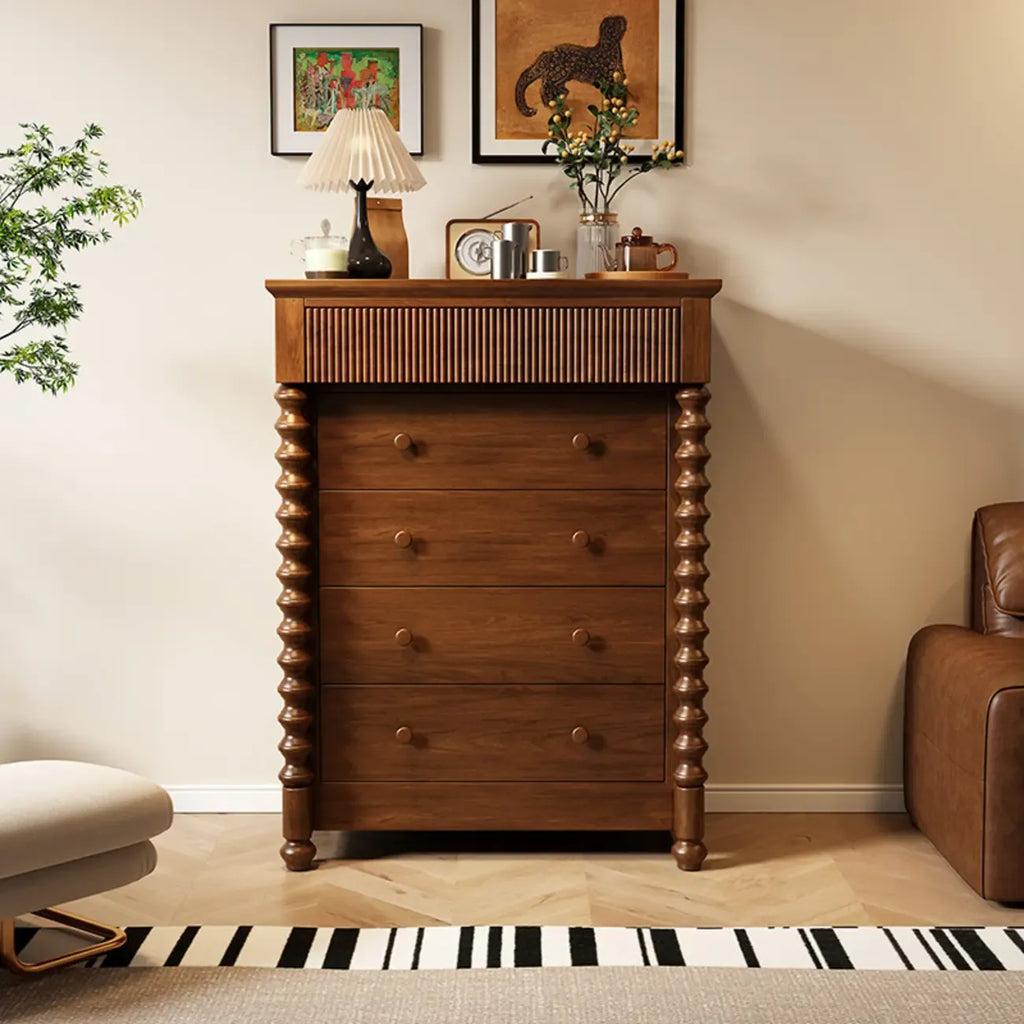 Élégante commode double en bois à 5 tiroirs pour chambre à coucher