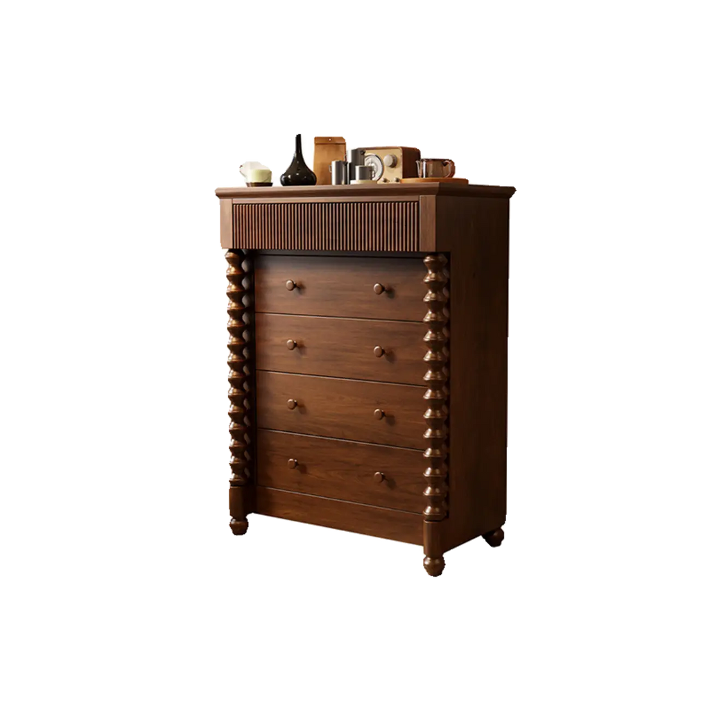 Élégante commode double en bois à 5 tiroirs pour chambre à coucher