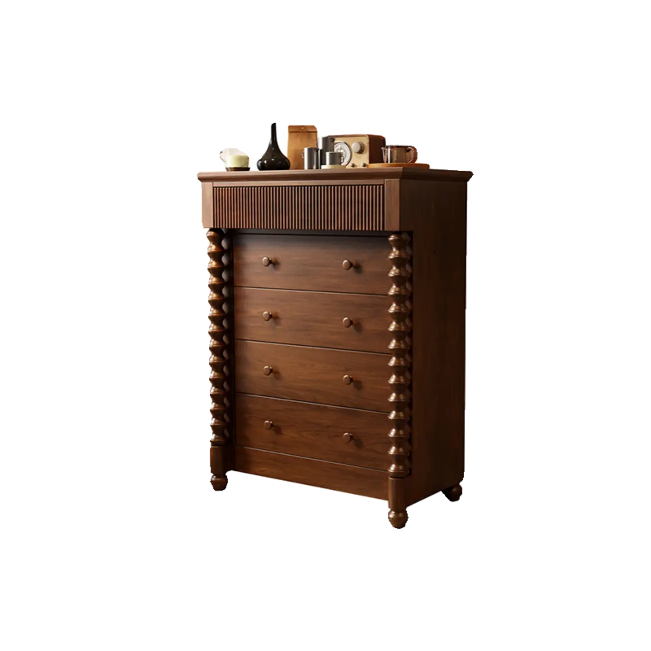 Élégante commode double en bois à 5 tiroirs pour chambre à coucher