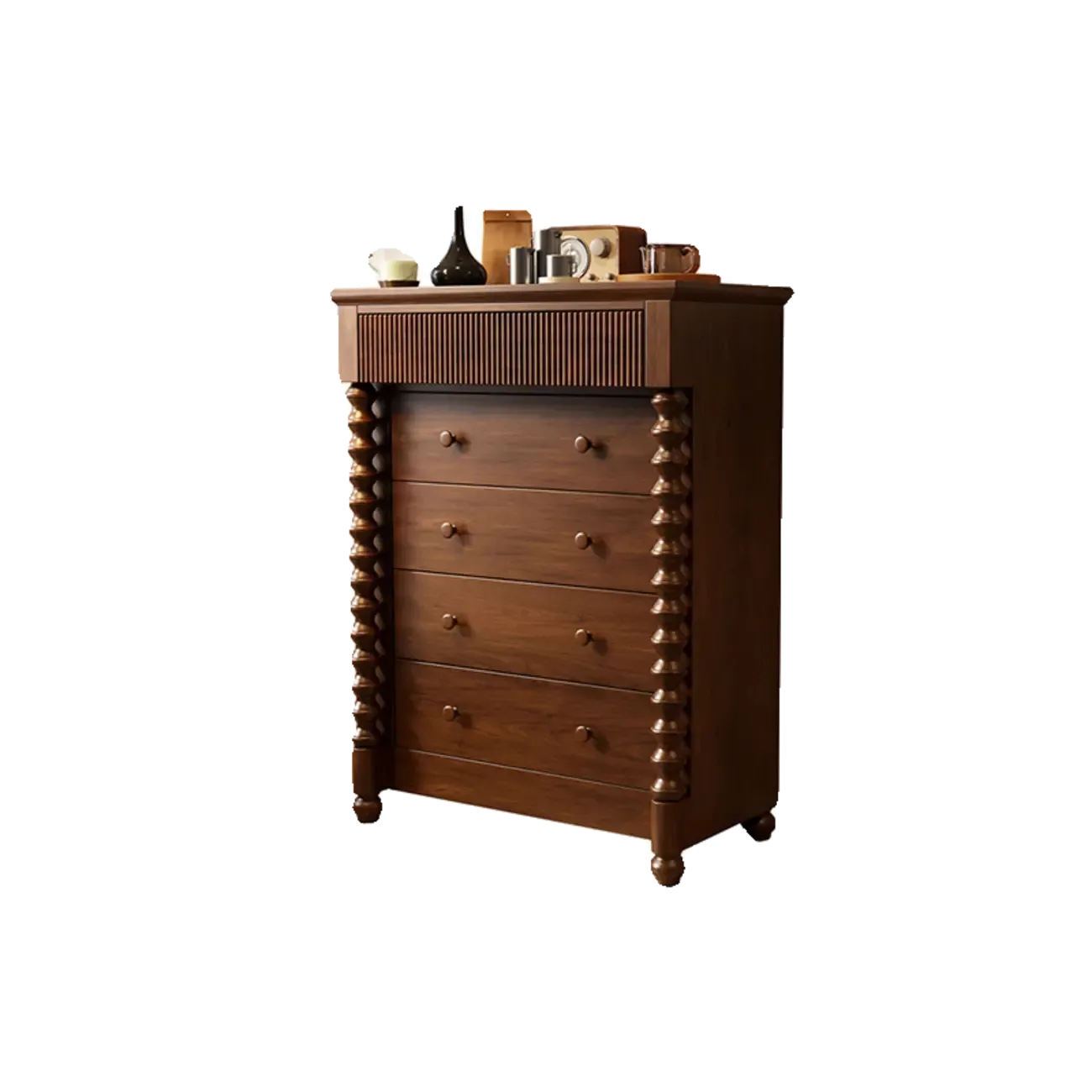 Élégante commode double en bois à 5 tiroirs pour chambre à coucher