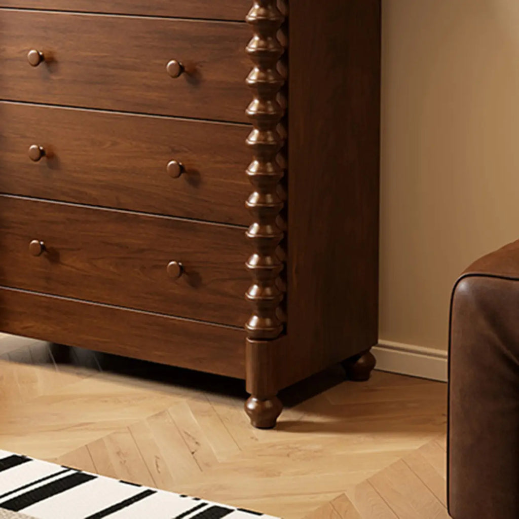 Élégante commode double en bois à 5 tiroirs pour chambre à coucher