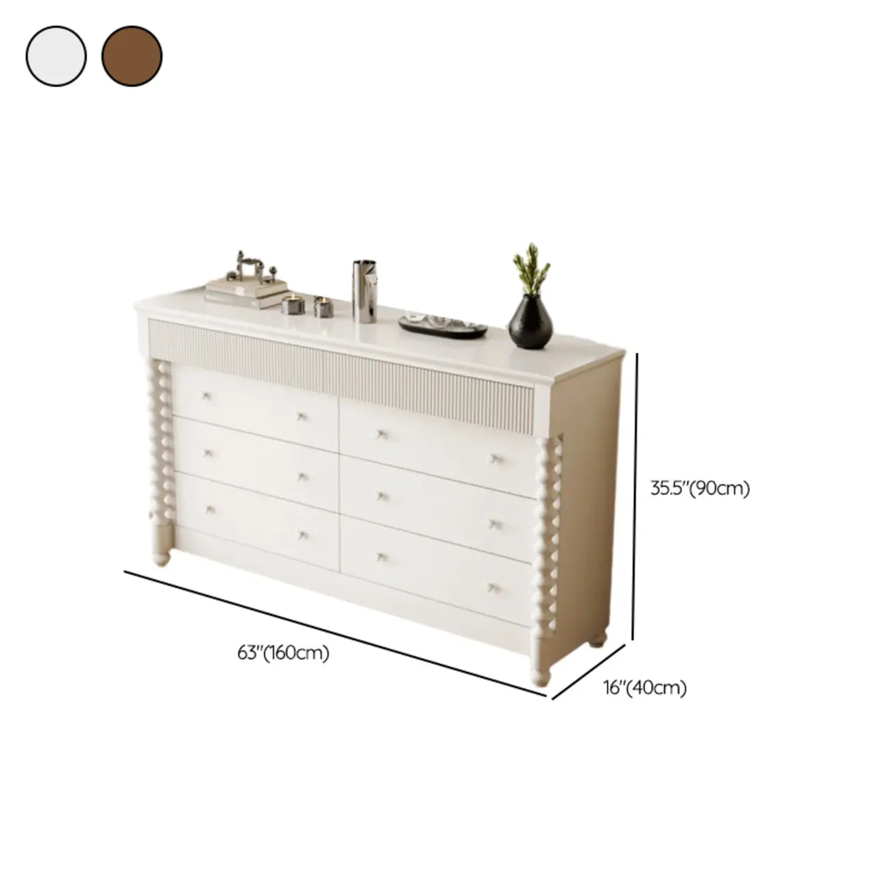 Élégante commode double en bois à 5 tiroirs pour chambre à coucher