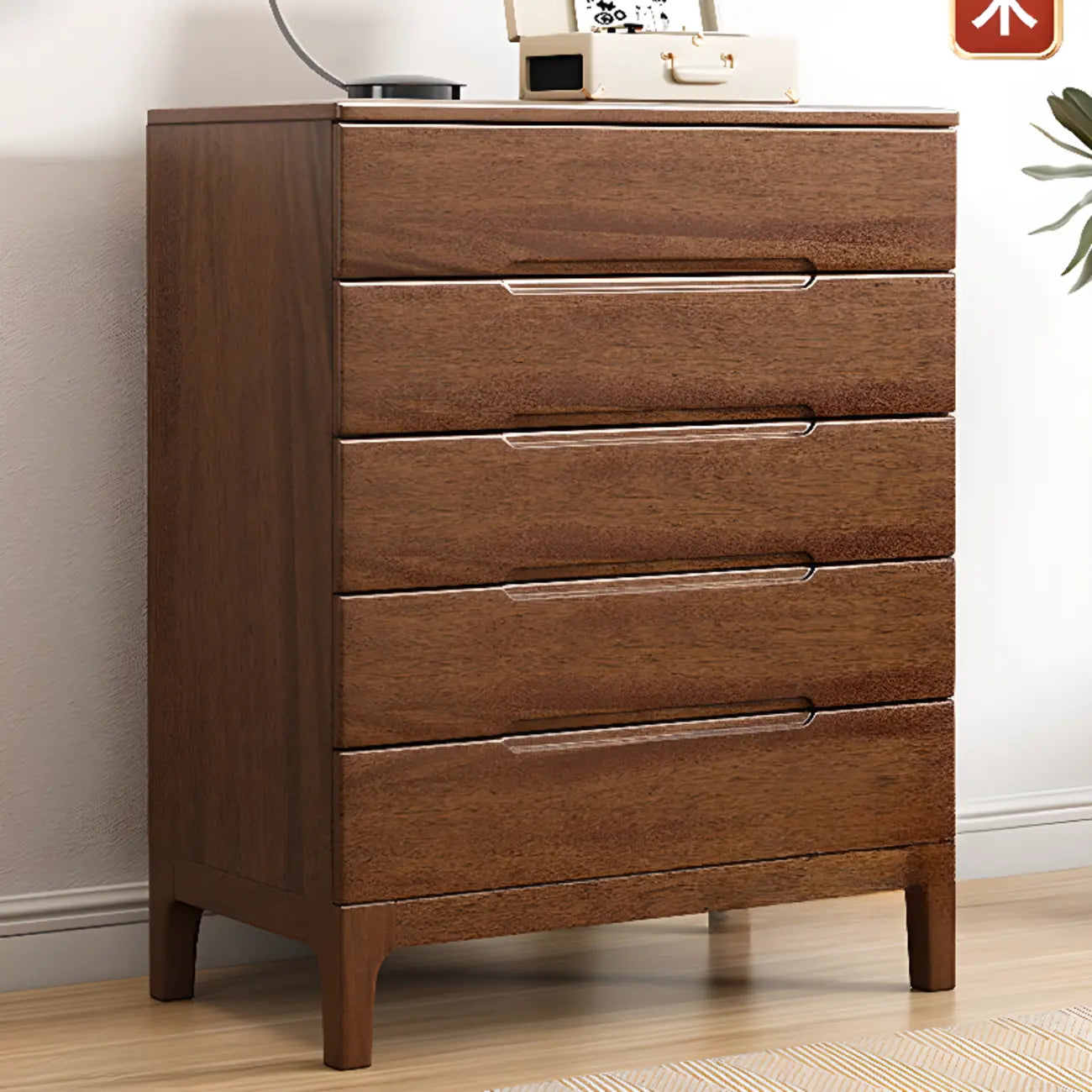 Commode contemporaine en bois laqué à 5 tiroirs