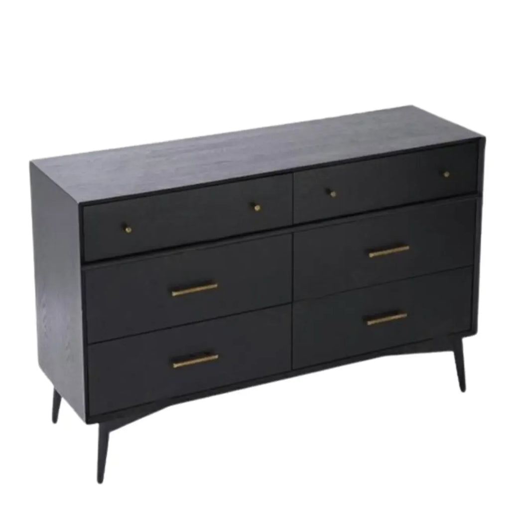 Commode industrielle en bois à 6 tiroirs
