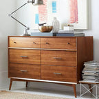 Commode industrielle en bois à 6 tiroirs
