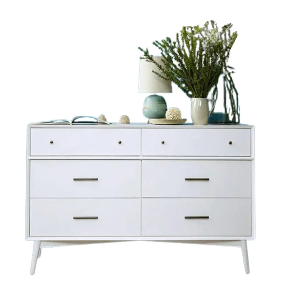 Commode industrielle en bois à 6 tiroirs
