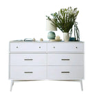 Commode industrielle en bois à 6 tiroirs