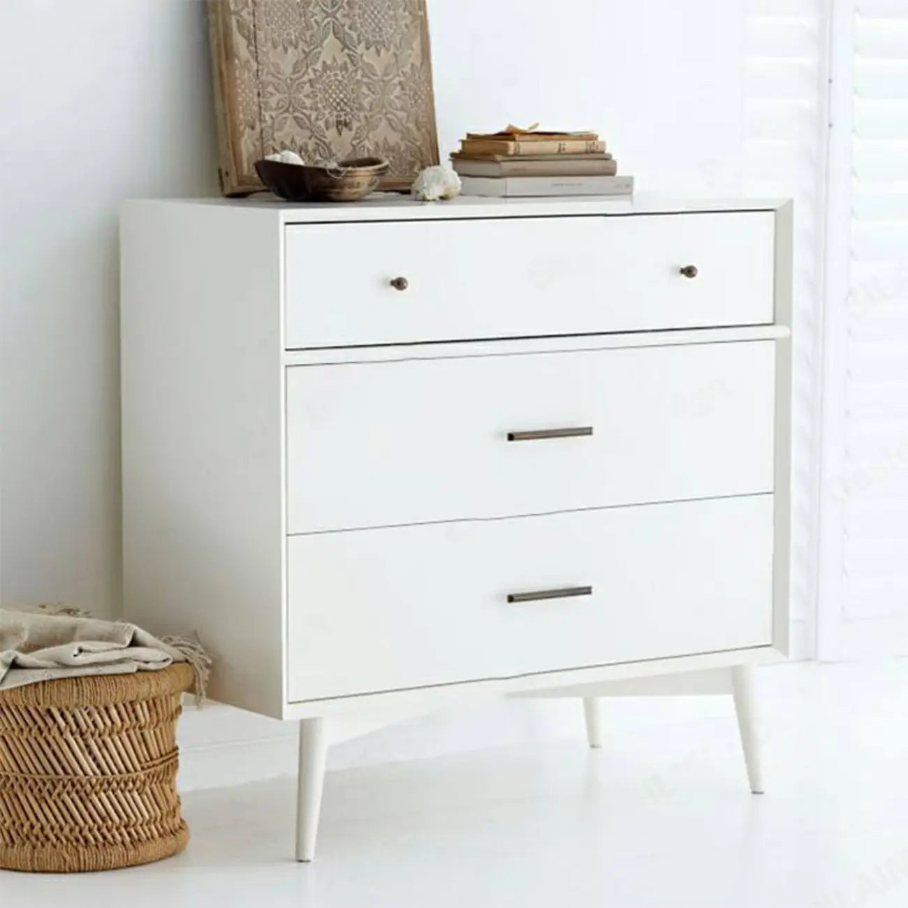 Commode industrielle en bois à 6 tiroirs