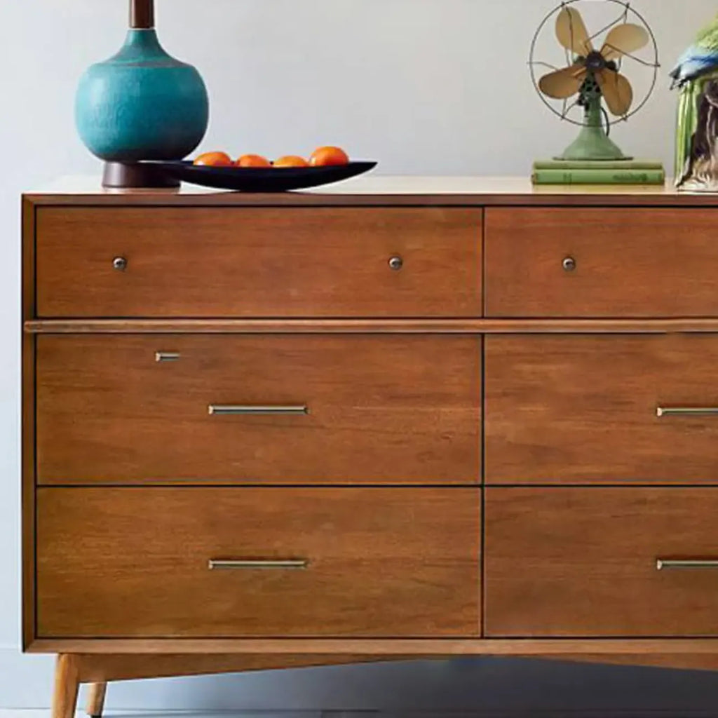 Commode industrielle en bois à 6 tiroirs