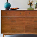 Commode industrielle en bois à 6 tiroirs