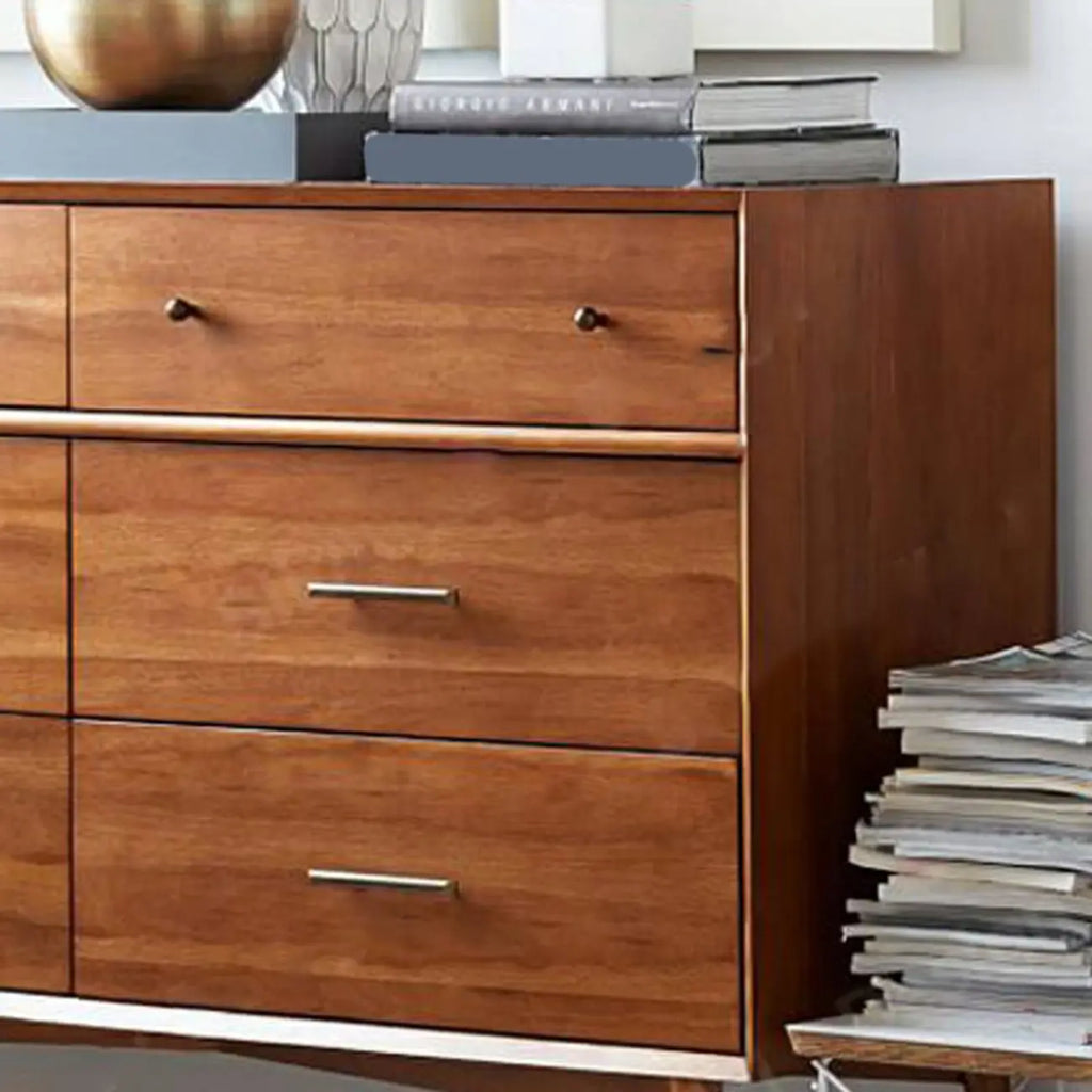 Commode industrielle en bois à 6 tiroirs