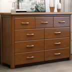 Commode double classique en bois d'hévéa à 9 tiroirs