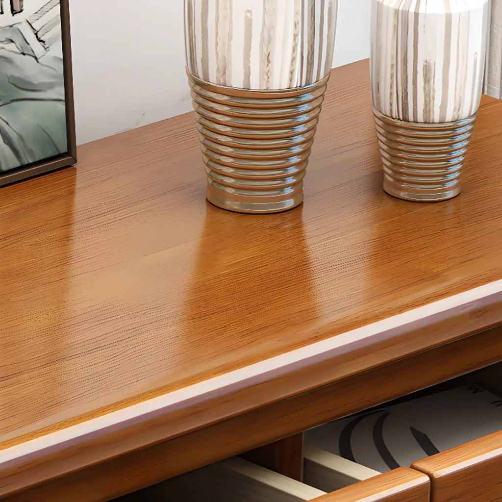 Commode double classique en bois d'hévéa à 9 tiroirs