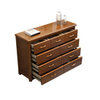Commode double classique en bois d'hévéa à 9 tiroirs