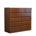 Commode double classique en bois d'hévéa à 9 tiroirs