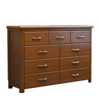 Commode double classique en bois d'hévéa à 9 tiroirs