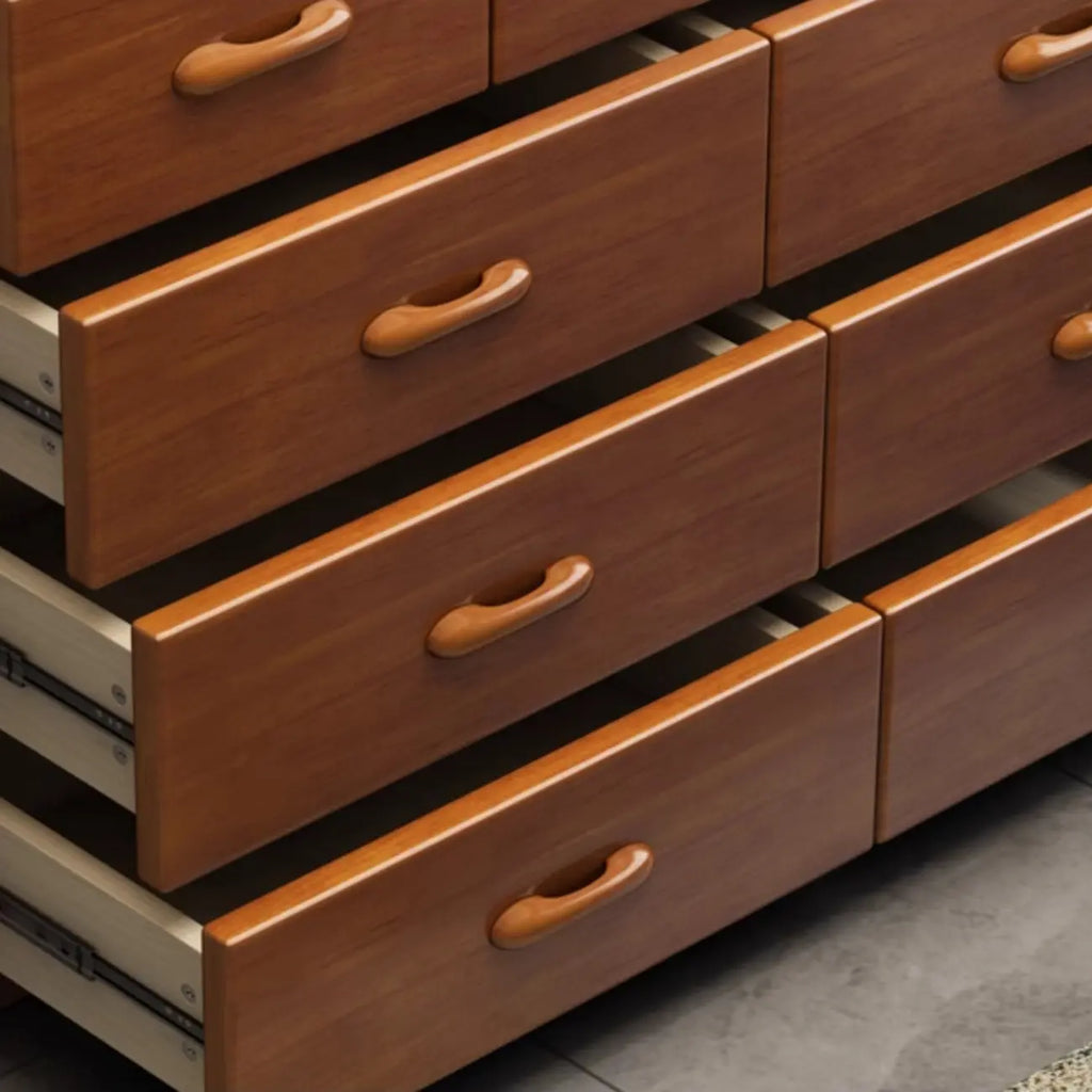 Commode double classique en bois d'hévéa à 9 tiroirs