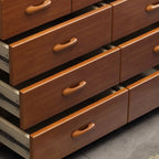 Commode double classique en bois d'hévéa à 9 tiroirs