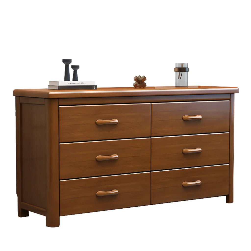 Commode double classique en bois d'hévéa à 9 tiroirs