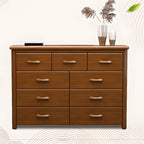 Commode double classique en bois d'hévéa à 9 tiroirs