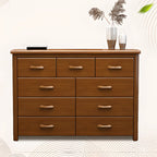 Commode double classique en bois d'hévéa à 9 tiroirs