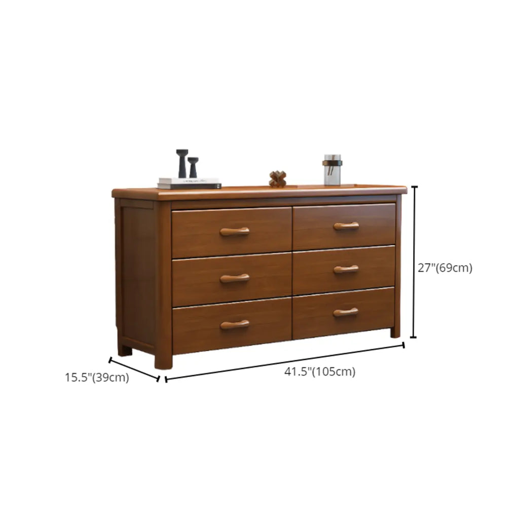 Commode double classique en bois d'hévéa à 9 tiroirs