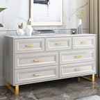 Commode combinée en bois gris glamour avec 7 tiroirs