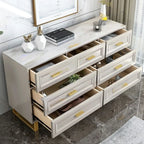 Commode combinée en bois gris glamour avec 7 tiroirs