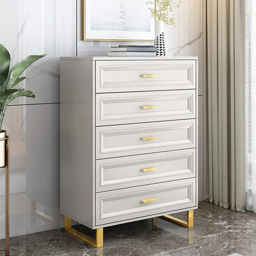 Commode combinée en bois gris glamour avec 7 tiroirs
