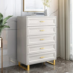 Commode combinée en bois gris glamour avec 7 tiroirs