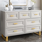 Commode combinée en bois gris glamour avec 7 tiroirs