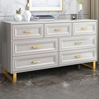 Commode combinée en bois gris glamour avec 7 tiroirs