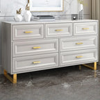 Commode combinée en bois gris glamour avec 7 tiroirs