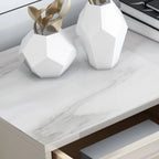 Commode combinée en bois gris glamour avec 7 tiroirs