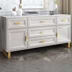 Commode combinée en bois gris glamour avec 7 tiroirs