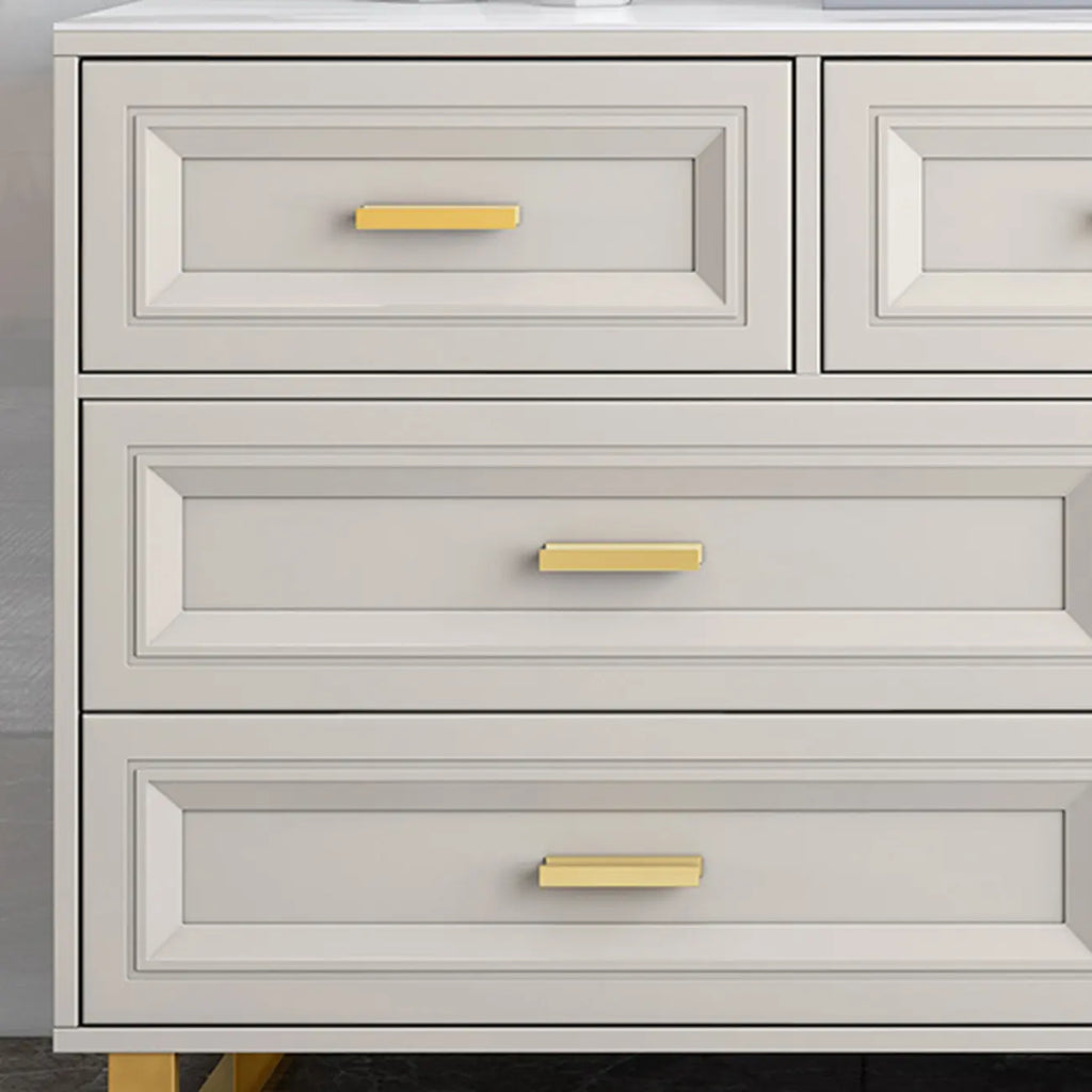 Commode combinée en bois gris glamour avec 7 tiroirs