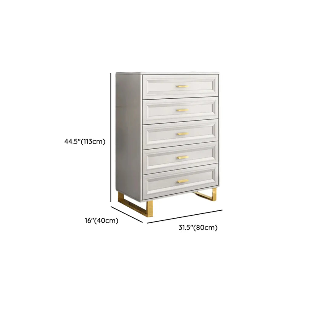 Commode combinée en bois gris glamour avec 7 tiroirs