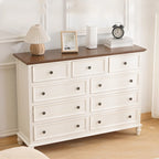 Commode élégante en bois blanc à 9 tiroirs pour chambre à coucher